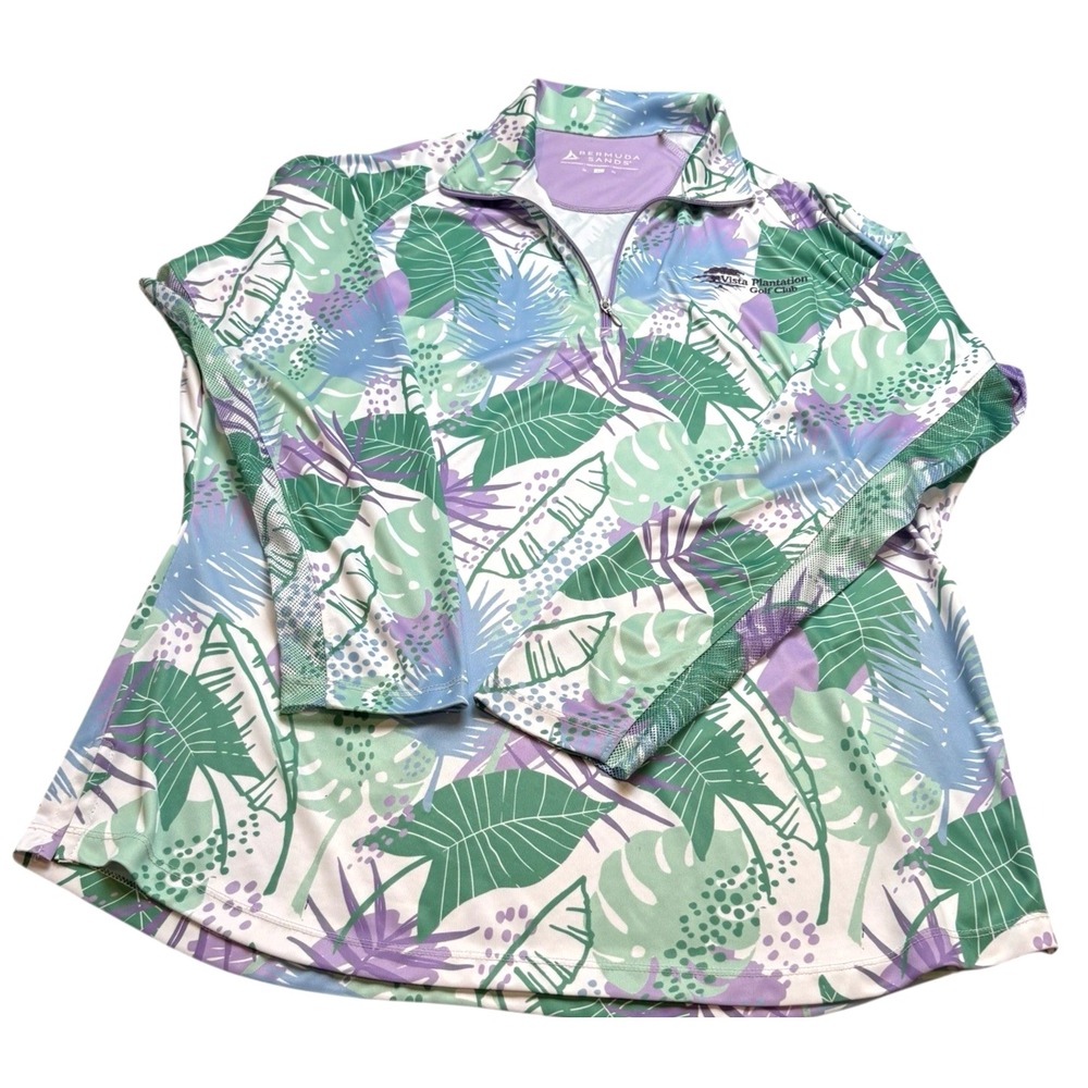 Bermuda‎ Sands Golf Shirt XL Vista Plantation Club Sun Shirt Mesh Sleeve Womens
